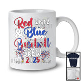 Personalized Custom Name Red White And Baseball Crew 2025, Proud 4th of July Patriotic Group T-Shirt