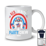 Personalized Custom Name Red White And Blue Party Crew; Amusing 4th Of July US Flag Rainbow T-Shirt