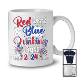 Personalized Custom Name Red White And Drinking Squad 2024, Proud 4th of July Patriotic Group T-Shirt