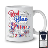 Personalized Custom Name Red White And Drum Crew 2024, Proud 4th of July Patriotic Group T-Shirt