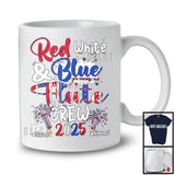 Personalized Custom Name Red White And Flute Crew 2025, Proud 4th of July Patriotic Group T-Shirt