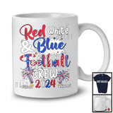 Personalized Custom Name Red White And Football Crew 2024, Proud 4th of July Patriotic Group T-Shirt