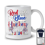 Personalized Custom Name Red White And Hockey Crew 2024, Proud 4th of July Patriotic Group T-Shirt