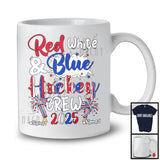Personalized Custom Name Red White And Hockey Crew 2025, Proud 4th of July Patriotic Group T-Shirt