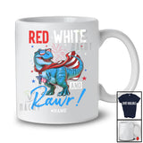 Personalized Custom Name Red White And Rawr; Amusing 4th Of July US Flag T-Rex Firecracker T-Shirt