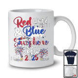 Personalized Custom Name Red White And Saxophone Crew 2025, Proud 4th of July Patriotic Group T-Shirt