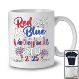 Personalized Custom Name Red White And Volleyball Crew 2025, Proud 4th of July Patriotic Group T-Shirt