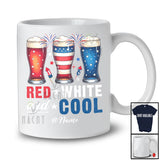 Personalized Custom Name Red White Cool; Joyful 4th of July US Flag Three Beer Glasses; Patriotic T-Shirt