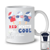 Personalized Custom Name Red White Cool; Joyful 4th of July US Flag Three Ice Cream; Patriotic T-Shirt