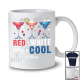 Personalized Custom Name Red White Cool; Joyful 4th of July US Flag Three Margarita Glasses; Patriotic T-Shirt