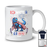 Personalized Custom Name Red White Rawr; Humorous 4th Of July US Flag T-Rex Fireworks; Patriotic T-Shirt