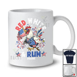 Personalized Custom Name Red White Run; Happy 4th Of July Running Chicken Runner Patriotic T-Shirt