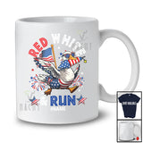 Personalized Custom Name Red White Run; Happy 4th Of July Running Goose Runner Patriotic T-Shirt