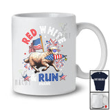 Personalized Custom Name Red White Run; Happy 4th Of July Running Sheep Runner Patriotic T-Shirt