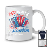 Personalized Custom Name Red White & Accordion; Joyful 4th of July American Flag Patriotic T-Shirt