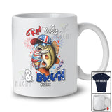 Personalized Custom Name Red White & Bruh; Humorous 4th Of July Bass Fishing; Patriotic T-Shirt
