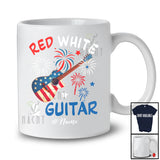 Personalized Custom Name Red White & Guitar; Joyful 4th of July American Flag Patriotic T-Shirt