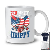 Personalized Custom Name Red White and Drippy; Joyful 4th Of July Baseball Ice Cream T-Shirt