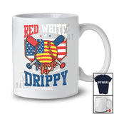 Personalized Custom Name Red White and Drippy; Joyful 4th Of July Softball Ice Cream T-Shirt