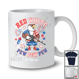 Personalized Custom Name Red White and Pew; Happy 4th Of July Eagle Fireworks; Patriotic T-Shirt