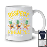 Personalized Custom Name Respect The Pineapple; Sarcastic Three Pineapples Vegan Vegetable T-Shirt