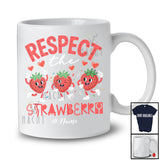 Personalized Custom Name Respect The Strawberry; Sarcastic Three Strawberries Vegan Vegetable T-Shirt
