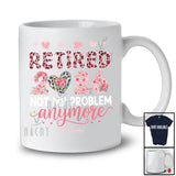 Personalized Custom Name Retired 2026 Not My Problem; Lovely Retirement Floral Leopard Heart T-Shirt