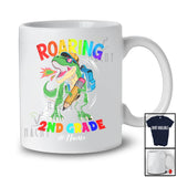 Personalized Custom Name Roaring Into 2nd Grade; Joyful Back To School First Day T-Rex Dinosaur T-Shirt