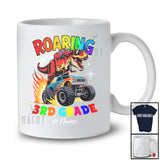 Personalized Custom Name Roaring Into 3rd Grade; Joyful Back To School T-Rex On Monster Truck T-Shirt