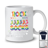 Personalized Custom Name Rock Your Socks; Lovely World Down Syndrome Rainbow Ribbon T-Shirt
