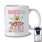 Personalized Custom Name Rockin' The Gigi; Fantastic Mother's Day Flowers Hand Sign; Family T-Shirt