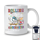 Personalized Custom Name Rolling Into Kindergarten; Humorous First Day Of School Goose Skating T-Shirt