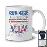 Personalized Custom Name Rub Here To Start The Firecracker; Sarcastic 4th Of July Adult Patriotic T-Shirt