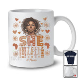 Personalized Custom Name SHE Afro Strong Women; Amusing Black History Month African Flowers T-Shirt