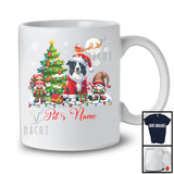 Personalized Custom Name Santa Border Collie With Gnome, Lovely X-mas Tree, Snow Around T-Shirt