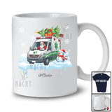Personalized Custom Name Santa Carrying Christmas Tree On Ambulance; Joyful Snowman Driver T-Shirt