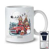 Personalized Custom Name Santa Cockapoo On Pickup Truck; Joyful X-mas Tree Winter Landscape T-Shirt
