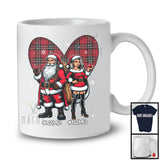 Personalized Custom Name Santa Couple, Lovely Christmas Santa Snow, Red Plaid Heart Couple T-Shirt