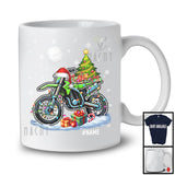 Personalized Custom Name Santa Dirt Bike Carrying Christmas Tree; Joyful X-mas Moon; Driver T-Shirt