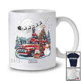 Personalized Custom Name Santa Dobermanns On Pickup Truck; Joyful X-mas Tree Winter Landscape T-Shirt