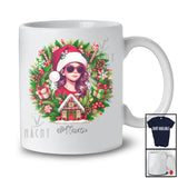 Personalized Custom Name Santa Girl Sunglasses; Lovely Christmas Mistletoe Candy Cane; Family T-Shirt