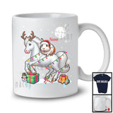 Personalized Custom Name Santa Guinea Pig Riding Reindeer Horse; Adorable Christmas Lights Snow T-Shirt