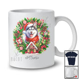 Personalized Custom Name Santa Husky; Lovely Christmas Mistletoe Pajama Family Group T-Shirt