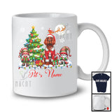 Personalized Custom Name Santa Irish Setter With Gnome, Lovely X-mas Tree, Snow Around T-Shirt