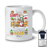 Personalized Custom Name Santa Just Bring Beer; Joyful Christmas Drinking Three Beer Glasses T-Shirt