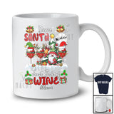 Personalized Custom Name Santa Just Bring Wine; Joyful Christmas Drinking Three Wine Glasses T-Shirt