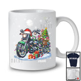 Personalized Custom Name Santa Motorcycle Carrying Christmas Tree; Joyful X-mas Moon; Driver T-Shirt