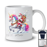 Personalized Custom Name Santa Nurse Riding Unicorn; Proud Christmas Snow; Jobs Careers T-Shirt