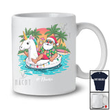 Personalized Custom Name Santa On Unicorn Float; Joyful Christmas In July Relax Hawaii Beach T-Shirt