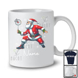 Personalized Custom Name Santa Playing Badminton, Joyful Christmas Sport Player, X-mas Team T-Shirt